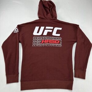 UFC Sweatshirt Mens Small Red MMA Mixed Martial Arts Hoodie Reebok Full Zip